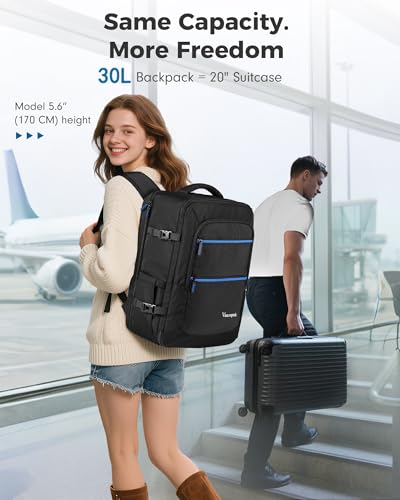 Vancropak Spirit Airlines Personal Item Bag 18x14x8 Backpack, TSA Approved Underseat Travel Backpack with Shoe Compartment Removable for Men & Women, Lightweight Luggage Bag Fit 17.3 inch Laptop - Image 5