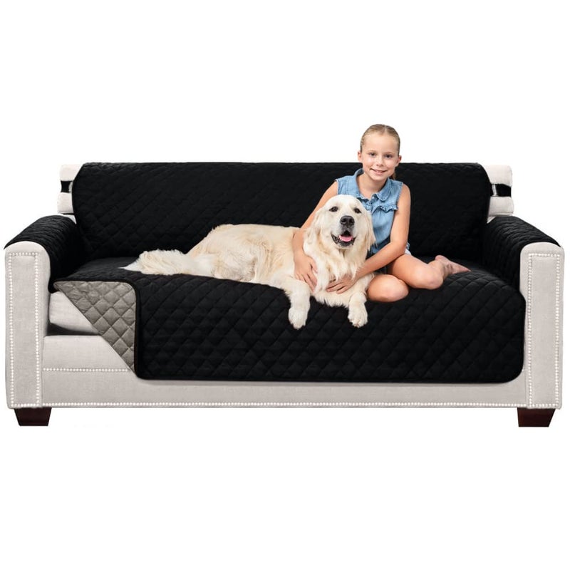 Sofa Shield The Original SOFA SHIELD Reversible Furniture Protector, Features Elastic Strap (Loveseat: Black/Gray) by Sofa Shield - Image 1