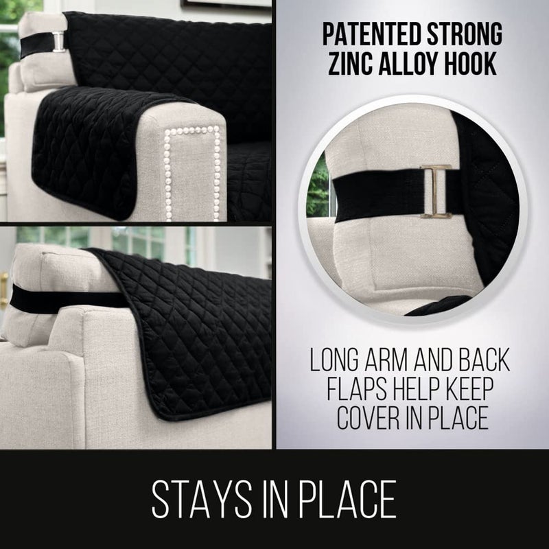 Sofa Shield The Original SOFA SHIELD Reversible Furniture Protector, Features Elastic Strap (Loveseat: Black/Gray) by Sofa Shield - Image 4