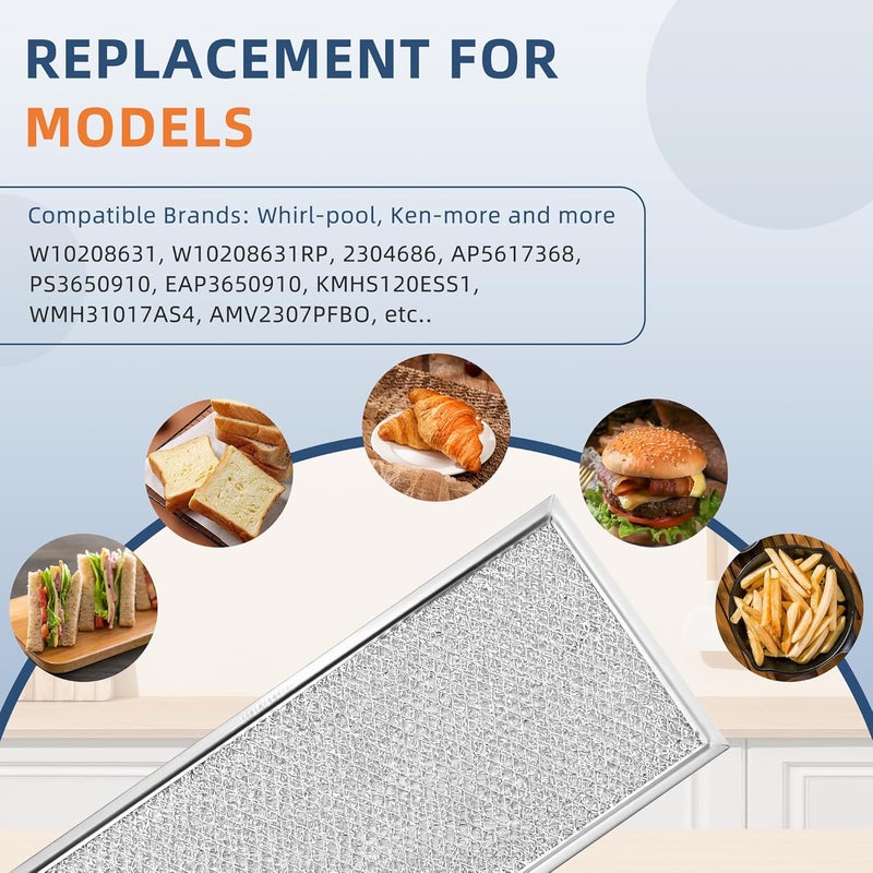 Fetechmate W10208631A Microwave Grease Filter, Aluminum Mesh Filter Approx. 13" x 6" fit for Whirl.pool G.e May.tag Microwaves Replaces AP5617368 W10208631 PS3650910 - Packed in Box - 4 Pack… - Image 5