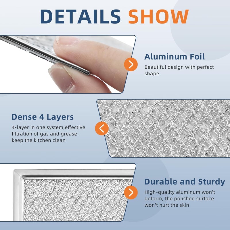 Fetechmate W10208631A Microwave Grease Filter, Aluminum Mesh Filter Approx. 13" x 6" fit for Whirl.pool G.e May.tag Microwaves Replaces AP5617368 W10208631 PS3650910 - Packed in Box - 4 Pack… - Image 3