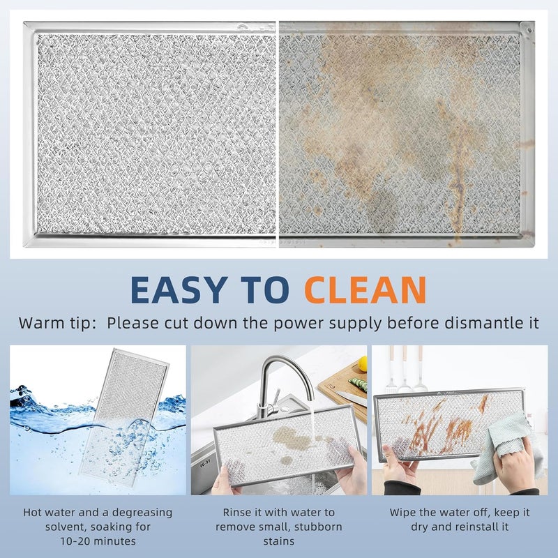 Fetechmate W10208631A Microwave Grease Filter, Aluminum Mesh Filter Approx. 13" x 6" fit for Whirl.pool G.e May.tag Microwaves Replaces AP5617368 W10208631 PS3650910 - Packed in Box - 4 Pack… - Image 4