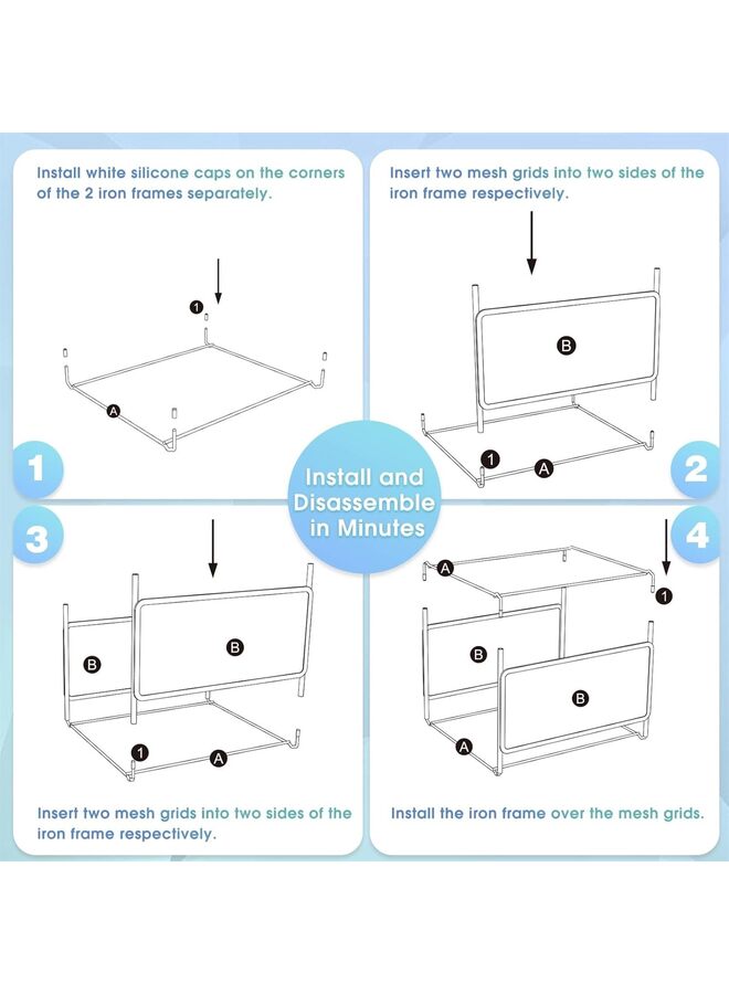 Hanging File Organizer, Size File Holder Filing Box, Metal Mesh Desk File Folder Storage for Office & Home, School, Black - Image 2