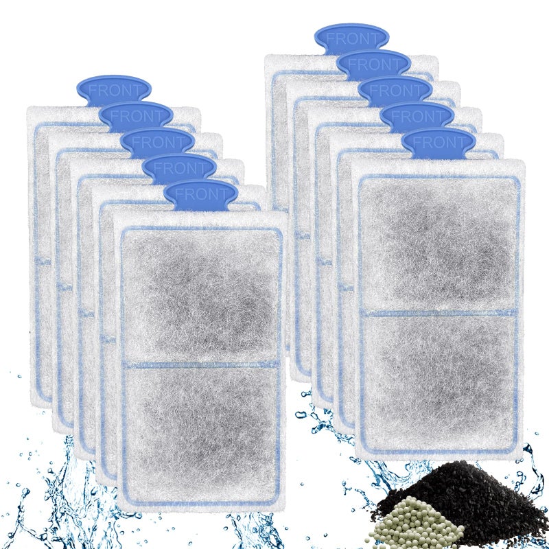 driamor 10 Pack PF-S Fish Tank Filter Cartridges Compatible with PF10 Power Filters Small Fish Tank Filters Cartridge Thickened Cotton with Zeolite Aquarium Filter Cartridge Replacement - Image 1