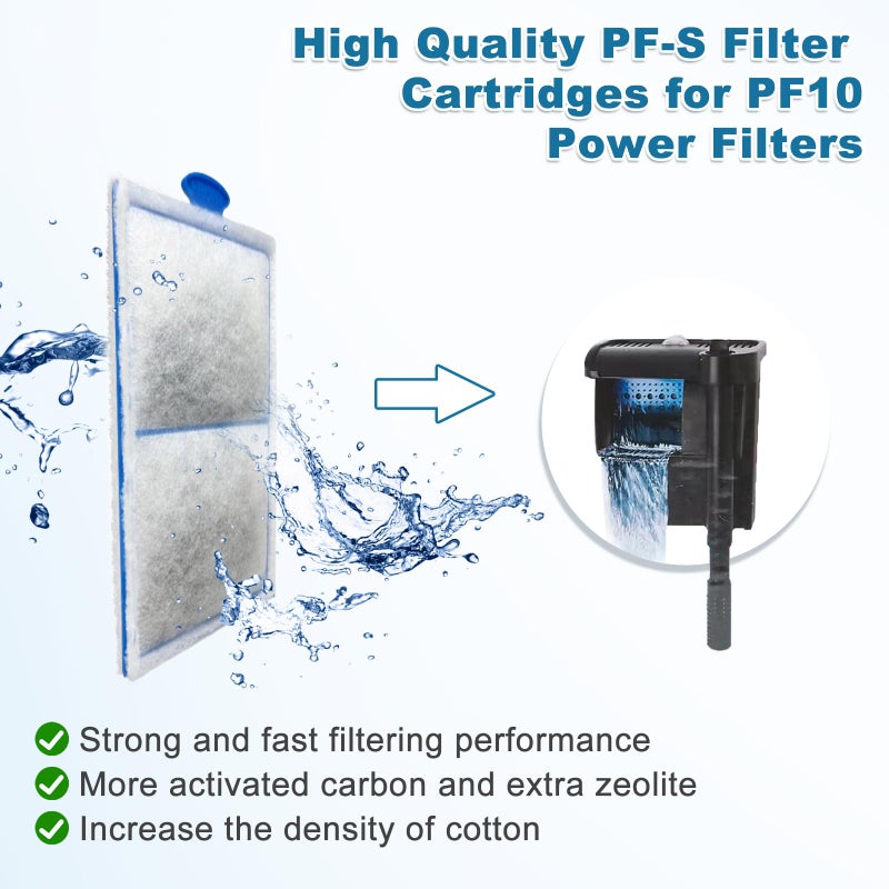 driamor 10 Pack PF-S Fish Tank Filter Cartridges Compatible with PF10 Power Filters Small Fish Tank Filters Cartridge Thickened Cotton with Zeolite Aquarium Filter Cartridge Replacement - Image 2
