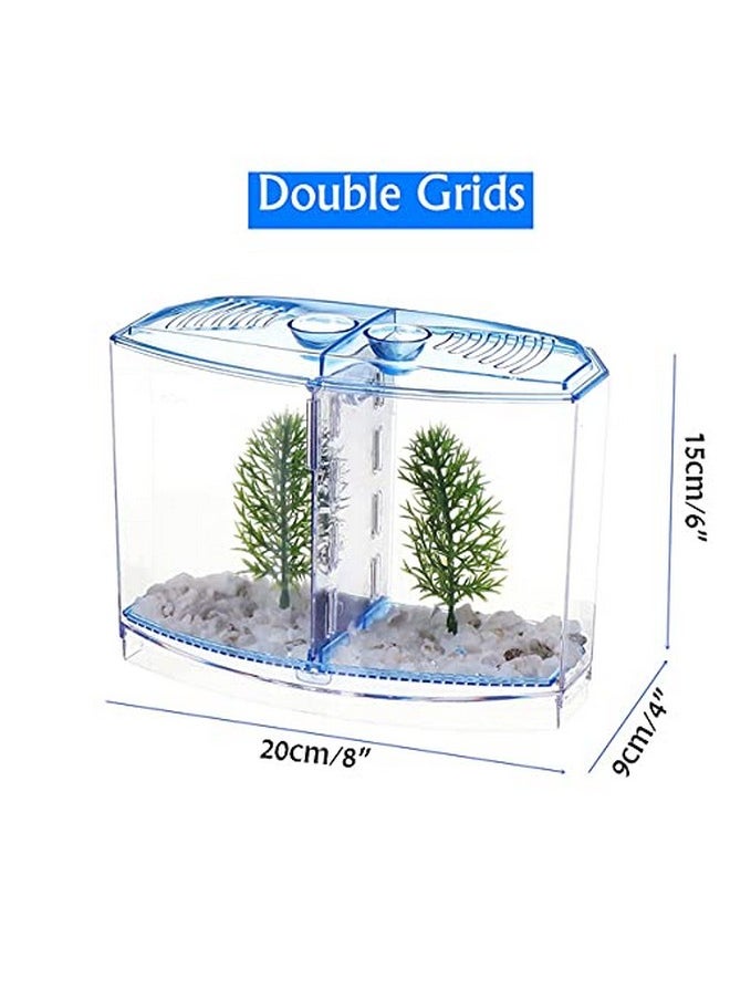 VAYINATO VAYINATO® Betta Fish Tank Home Aquarium, 20cm x 15cm x 9cm - Small Mini Fish Tank with 2 Compartments - Aquaponic Desktop Tank Goldfish & Betta Fish (Multi Color) by Petzlifeworld  - Image 4