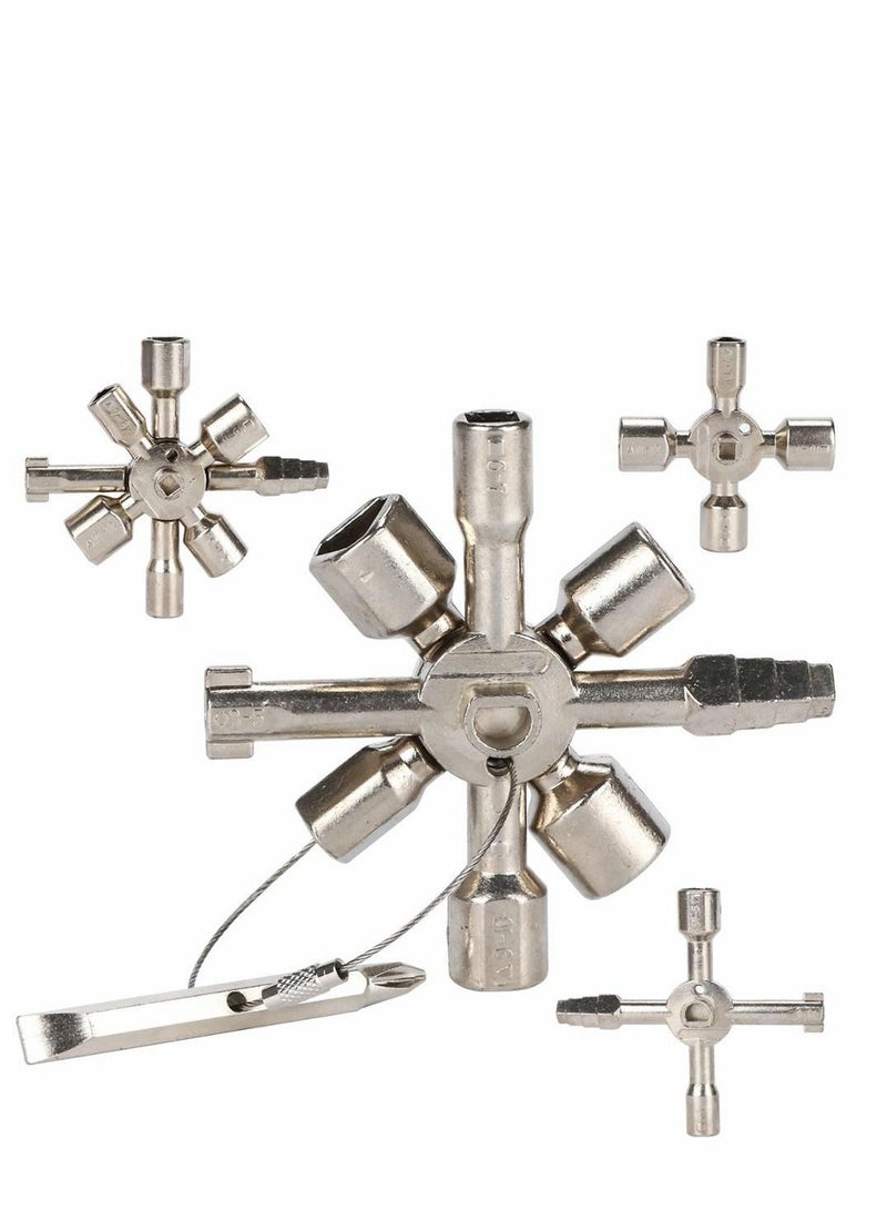 Excefore 10 in 1 Multi Functional Utility Key Kit Plumbers Key, Ways Utility Key Triangle Cabinet Spanner Key, Socket Keys for Radiators Gas Electric Meter Boxes Faucet and Lock - Image 2