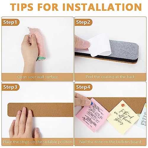 Climberty® 5 Pack Felt Bulletin Board, Felt Message Board with 35pcs Drawing Pins, Self-Adhesive Lightweight Bulletin Board Strips for Paste Notes, Photos, Schedules (Brown) - Image 5