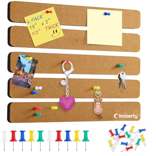 Climberty® 5 Pack Felt Bulletin Board, Felt Message Board with 35pcs Drawing Pins, Self-Adhesive Lightweight Bulletin Board Strips for Paste Notes, Photos, Schedules (Brown) - Image 1