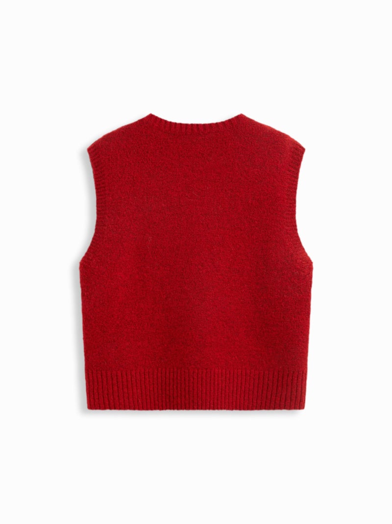 CIDER Womenâ€™s Sweater Vest Knit Sleeveless Pear Cute Graphic Sweater Vest Tank Top Fall Outfits Red - Image 5