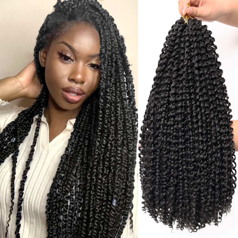 Dorsanee Passion Twist Hair 18 Inch 7 Packs Water Wave Crochet Hair Long Bohemian Curly Braiding Hair for Butterfly Locs Faux Locs Boho Style Spring Twist Crochet Braids 2