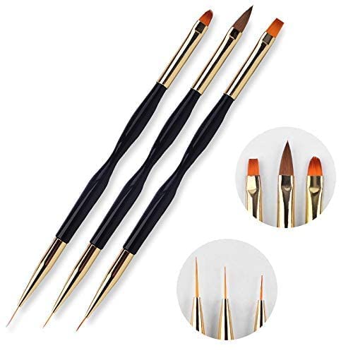 FULINJOY 3 Pcs Nail Drawing Pen, Dual End Nail Art Pen Brush Acrylic Round Flat Painting Drawing Liner Nail Tools - Image 4