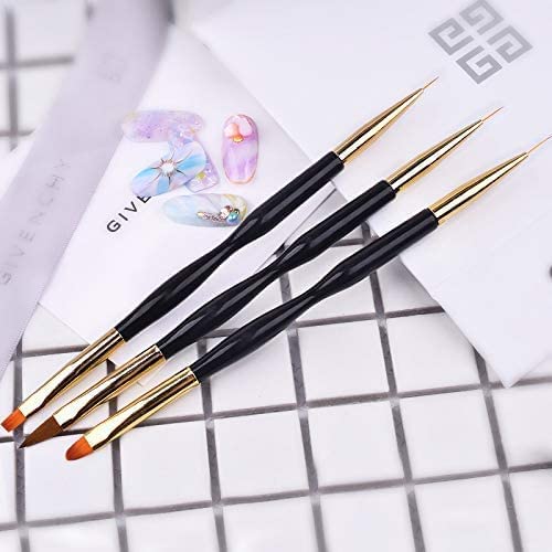 FULINJOY 3 Pcs Nail Drawing Pen, Dual End Nail Art Pen Brush Acrylic Round Flat Painting Drawing Liner Nail Tools - Image 3