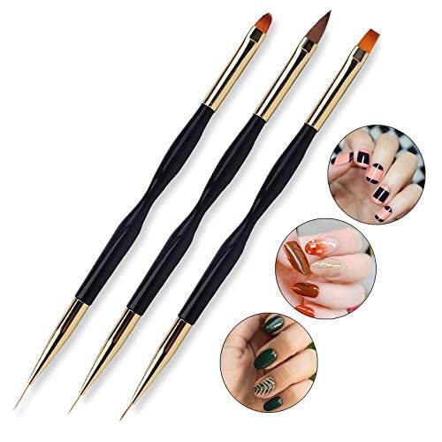 FULINJOY 3 Pcs Nail Drawing Pen, Dual End Nail Art Pen Brush Acrylic Round Flat Painting Drawing Liner Nail Tools - Image 5