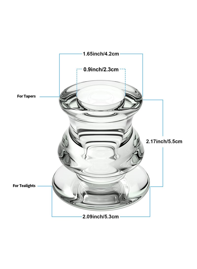 KASTWAVE 2Pcs Clear Glass Candle Holders for Taper Candles, Candlestick Wedding Table Window Holiday Restaurant Decorations - Image 3