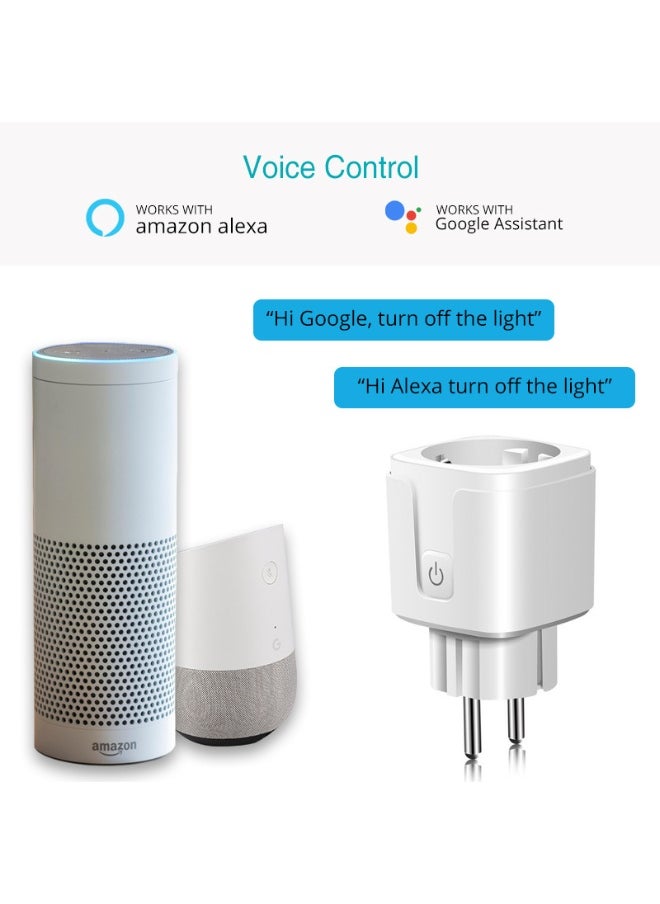 NIBEMINENT Smart WiFi & Bluetooth Alexa Voice Outlet with Energy Monitoring - 16A EU Standard, APP Remote Control, Compatible with Android/iOS  - Image 2