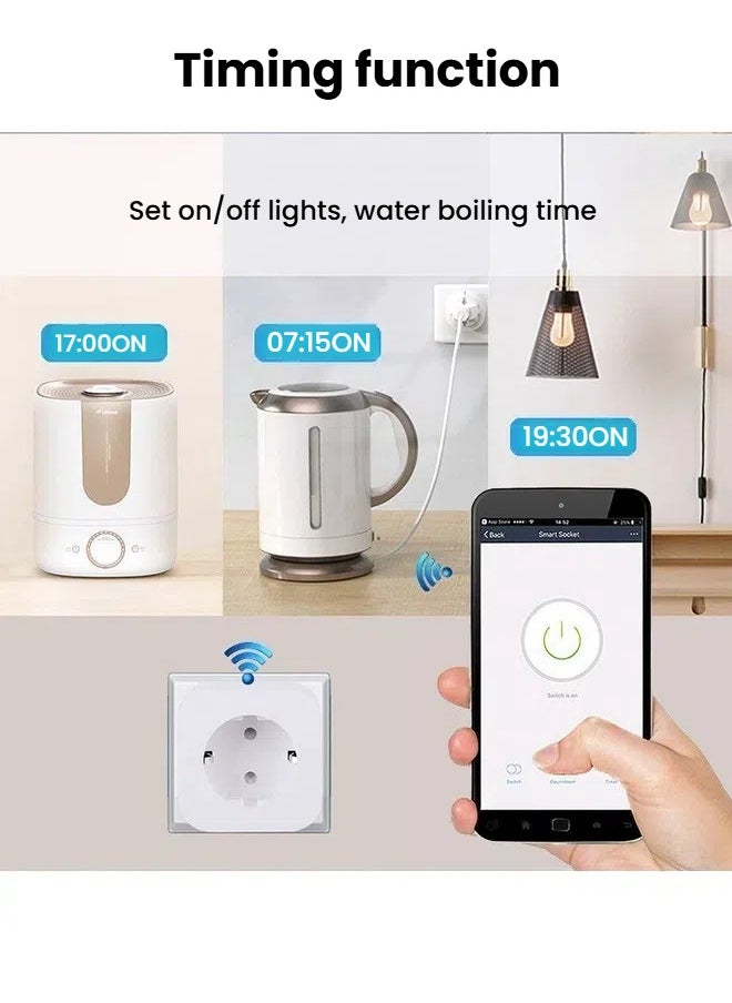 NIBEMINENT Smart WiFi & Bluetooth Alexa Voice Outlet with Energy Monitoring - 16A EU Standard, APP Remote Control, Compatible with Android/iOS  - Image 3