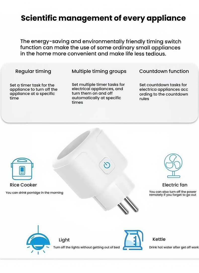 NIBEMINENT Smart WiFi & Bluetooth Alexa Voice Outlet with Energy Monitoring - 16A EU Standard, APP Remote Control, Compatible with Android/iOS  - Image 4