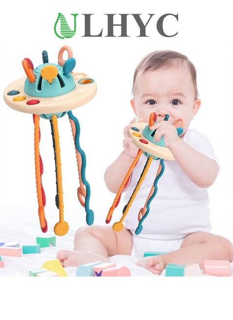 Baby Montessori Silicone Toy ,Travel Pull String Activity Toy,Sensory Toys ,Fine Motor Skills Developmental ToysBoys Girls Infant Toys