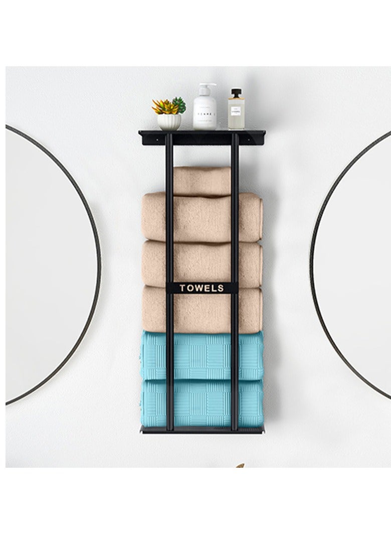 MIXDE Bathroom Towel Storage Rack,Towel Racks for Bathroom Wall Mounted 30 inch with Shelf Can Holds 6 Large Towels, Wall Towel Rack for Rolled Towels - Image 1