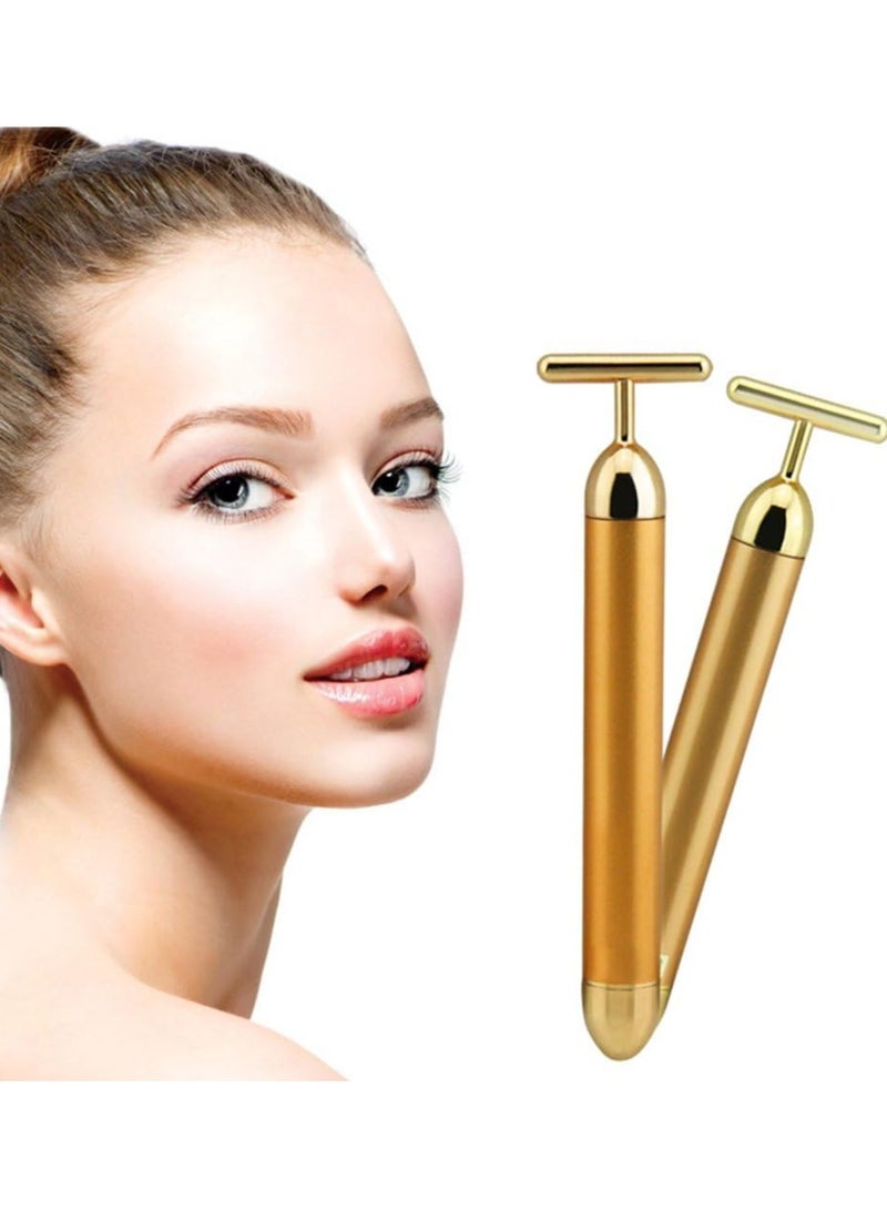 Loquat 24k Skincare Facial Massage Roller, 2-In-1 Electric 3d Roller And T-Shaped Energy Beauty Wand, Used For Facial Lifting And Firming Of The Skin - Image 1