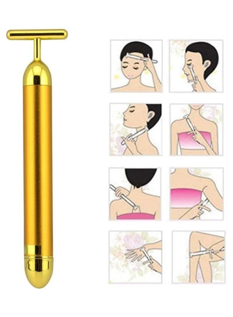 Loquat 24k Skincare Facial Massage Roller, 2-In-1 Electric 3d Roller And T-Shaped Energy Beauty Wand, Used For Facial Lifting And Firming Of The Skin - Image 4