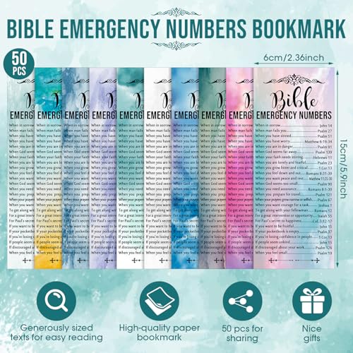 Feifeiya 50 Sets Christian Gifts Bulk Christian Pens Bible Verse Emergency Numbers Bookmarks Religious Church Welcome Gifts for Pastor Grandparent Clergy Sunday School Favor(Watercolor,English) - Image 2