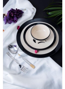 Caffeine Caffeine Ceramic Handmade Black Imperial Dinner Set of 4 [ 2 Dinner Plate, 2 katori Bowl ]  - Image 1
