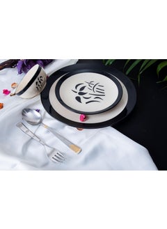 Caffeine Caffeine Ceramic Handmade Black Imperial Dinner Set of 4 [ 2 Dinner Plate, 2 katori Bowl ]  - Image 2