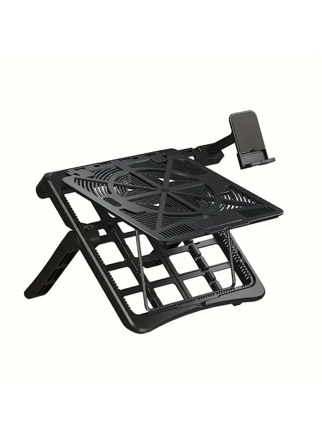 Black Portable Adjustable Laptop Stand For 17 3 Inch Laptops With Phone Holder - Image 1