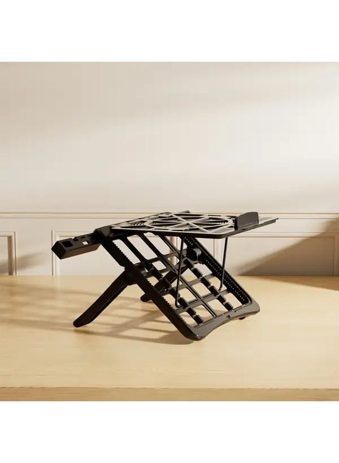 Black Portable Adjustable Laptop Stand For 17 3 Inch Laptops With Phone Holder - Image 4