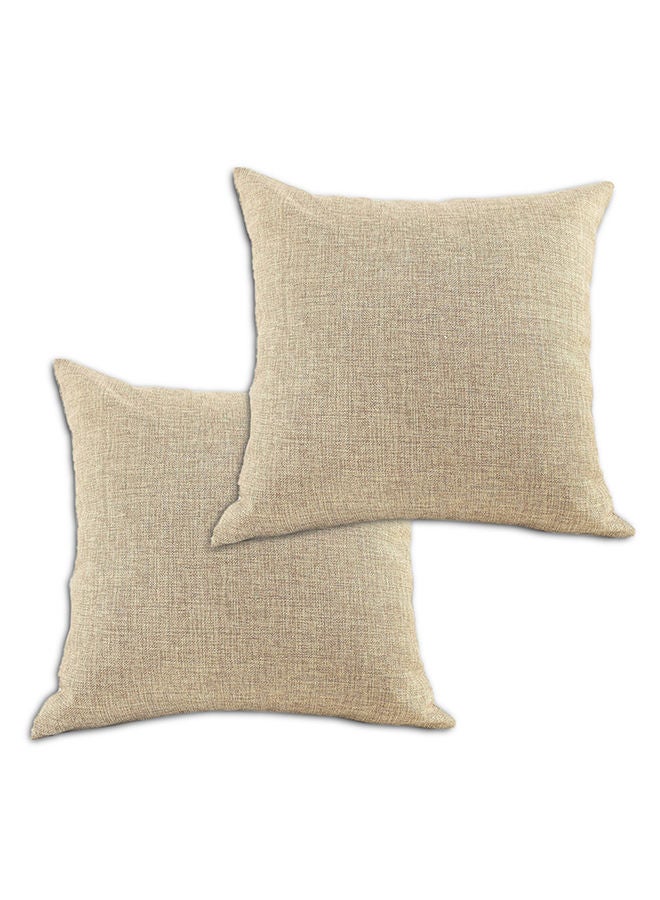 إن - هاوس مخده ديكور وسادة مربعة من الكتان بتصميم سادة وألوان أنيقة طقم قطعتين - Image 2