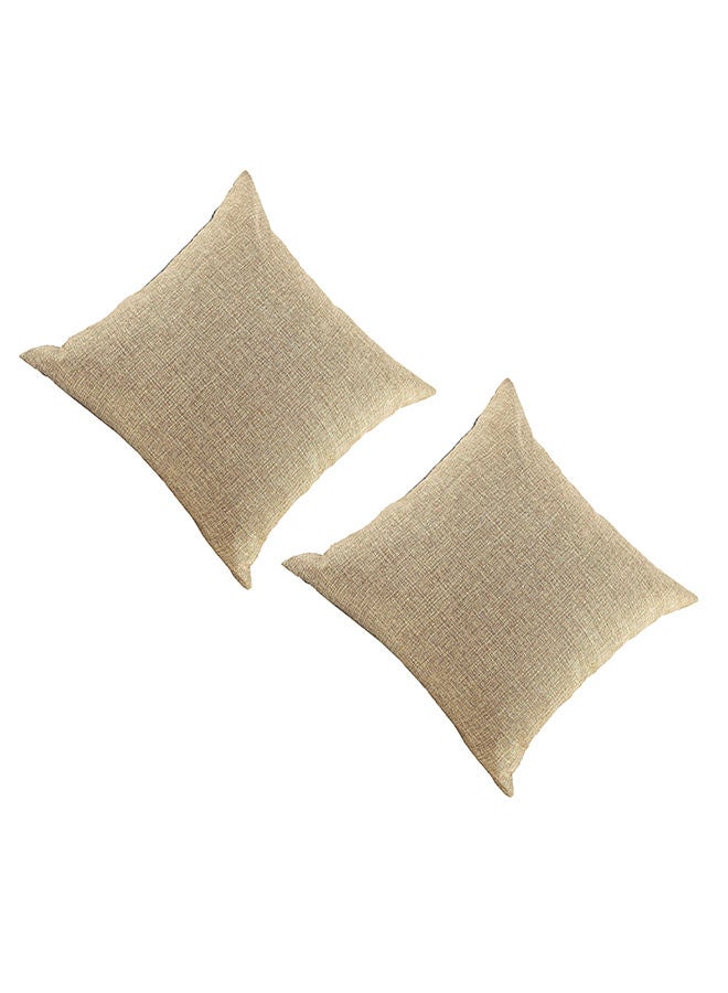 إن - هاوس مخده ديكور وسادة مربعة من الكتان بتصميم سادة وألوان أنيقة طقم قطعتين - Image 3