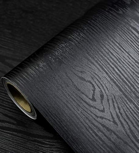 tiltil Black Wallpaper - Peel and Stick Wallpaper Wood – Black Wood Self-Adhesive & Removable Wall paper for Countertop Furniture Kitchen Wall, Countertop Contact Paper, Easy to Clean, 17.7” ×393” Vinyl - Image 1