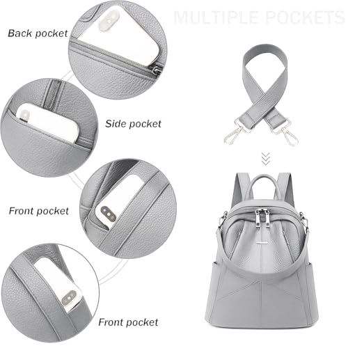 MUCHOVA Women Casual Travel Bags Stylish Medium Lightweight Backpack for Girls Fashion Multipurpose Shoulder Backpack (Dark Grey) - Image 5