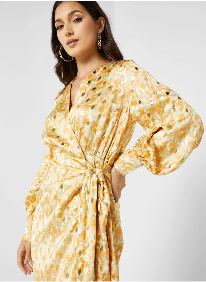 Never fully Dressed Surplice Printed Dress