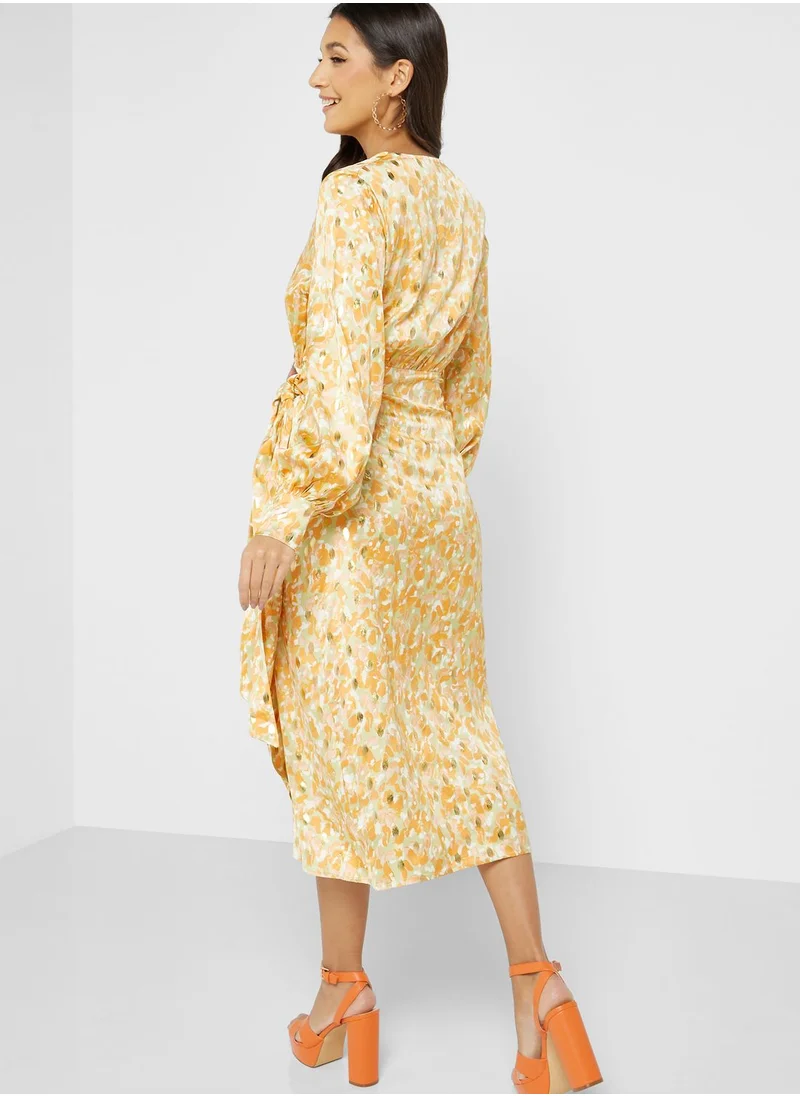 Never fully Dressed Surplice Printed Dress