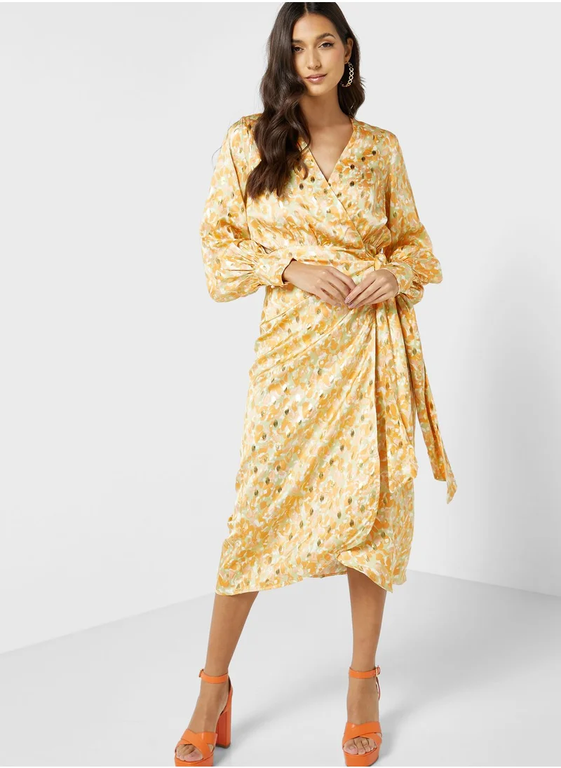 Never fully Dressed Surplice Printed Dress