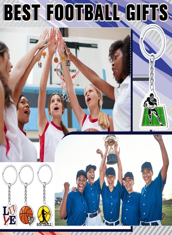 تونديامو مجموعة تونديمو من 100 قطعة من سلاسل المفاتيح الرياضية، 25 تصميمًا من الأكريليك لكرة القدم والبيسبول وكرة السلة والكرة اللينة، مناسبة للأولاد والبنات، هدايا حفلات الفرق، هدايا يوم المباراة، مكافآت مدرسية، وحشوات أكياس الهدايا - Image 2