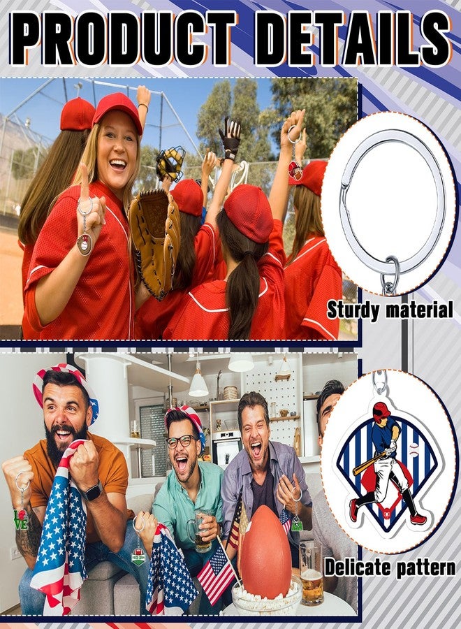 تونديامو مجموعة تونديمو من 100 قطعة من سلاسل المفاتيح الرياضية، 25 تصميمًا من الأكريليك لكرة القدم والبيسبول وكرة السلة والكرة اللينة، مناسبة للأولاد والبنات، هدايا حفلات الفرق، هدايا يوم المباراة، مكافآت مدرسية، وحشوات أكياس الهدايا - Image 4