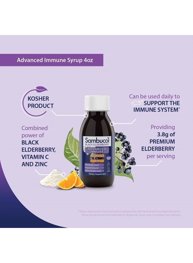Sambucol Black Elderberry Syrup - Sambucus Elderberry Syrup, Advanced Immune Support, Black Elderberry Liquid, Elderberry Syrup, High Antioxidants, Gluten Free - Advanced Formula, 4 Fl Oz - Image 3