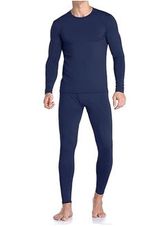 Beauenty Men's Cotton Thermal Underwear Set Shirt Pants Long Johns (Dark Blue)  - Image 1