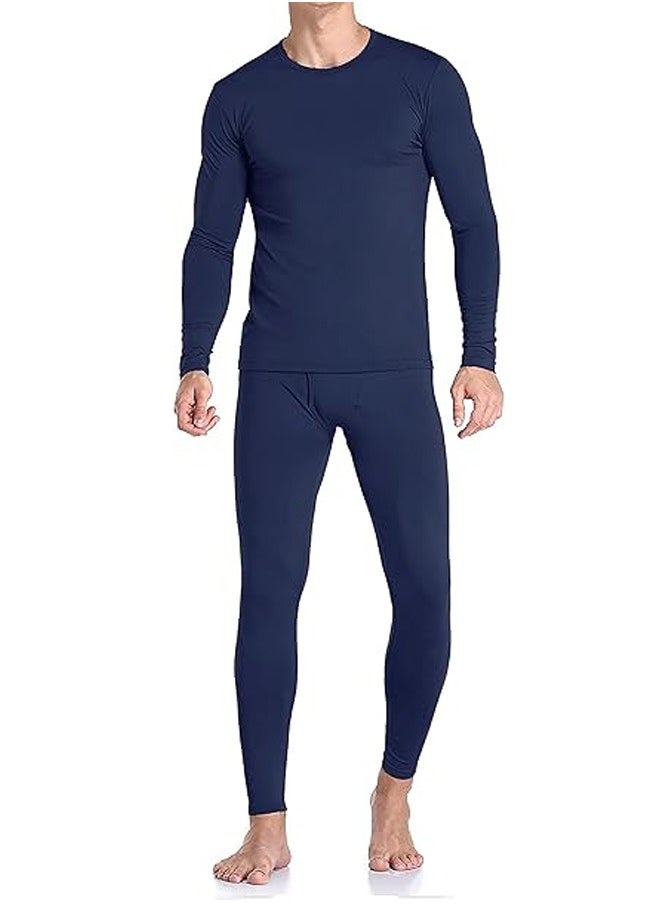 Beauenty - Men's Cotton Thermal Underwear Set Shirt Pants Long Johns (Dark Blue) - Image 1