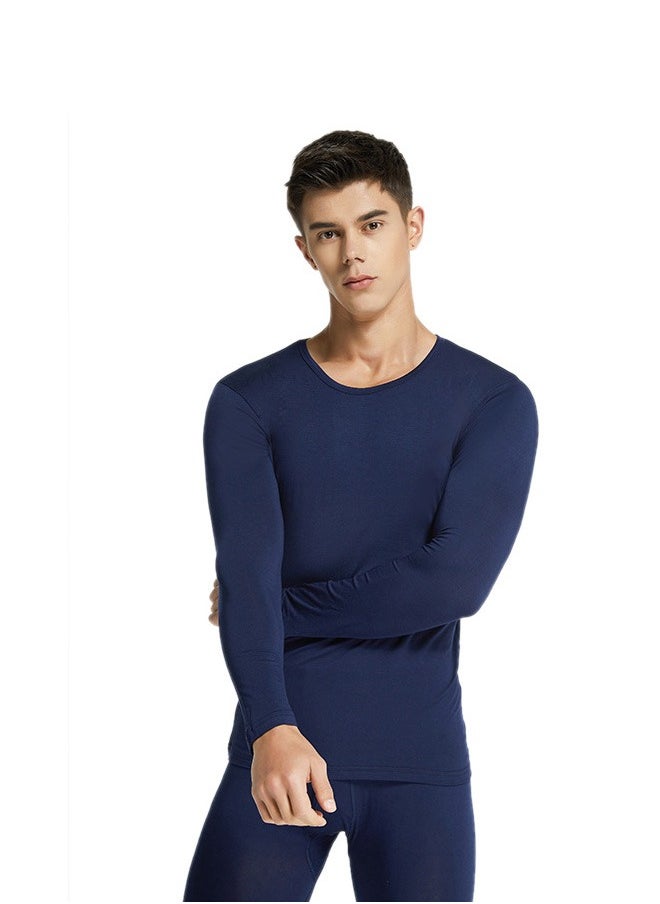 Beauenty - Men's Cotton Thermal Underwear Set Shirt Pants Long Johns (Dark Blue) - Image 1