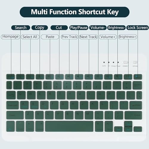 ProElite Keyboard case for Apple iPad 10.2" 9th Gen (2021) / 8th Gen / 7th Gen, with Pencil Holder, Magnetic Detachable Wireless Bluetooth Keyboard Built-in 7-Colors Backlit, Dark Green - Image 2