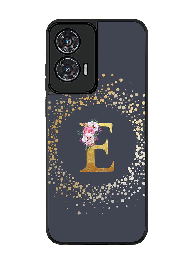 For Motorola Edge 50 Fusion 5G Case,Slim fit Camera Protection, Shockproof Thin Phone cover  - Custom Monogram Floral - E  (Grey )