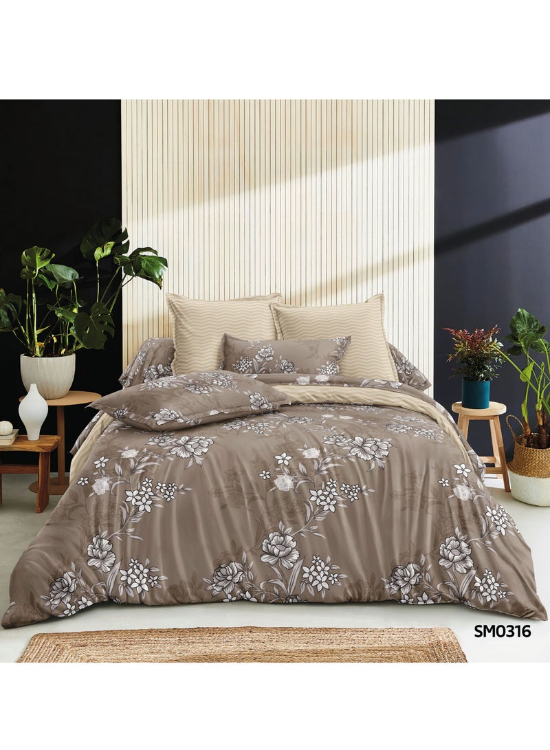 شايني فلاور طقم لحاف صيفي مضغوط ٤ قطع – نفر ۲۲۰×۱٦۰ سم – قماش ميكروفايبر مشجر مع حشوة قطن طبيعي 100% – طقم سرير ناعم - Image 1