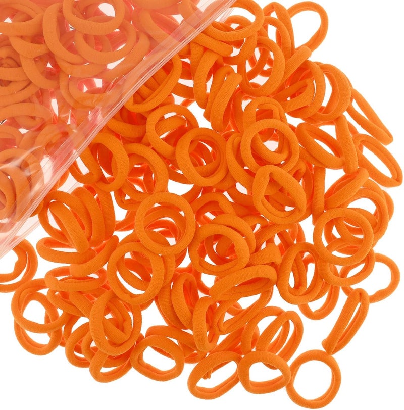 200 Pcs Solid Color Cotton Hair Ties Toddler Girls Elastics Hair Ties Seamless Ponytail Holder Hair Accessories orange