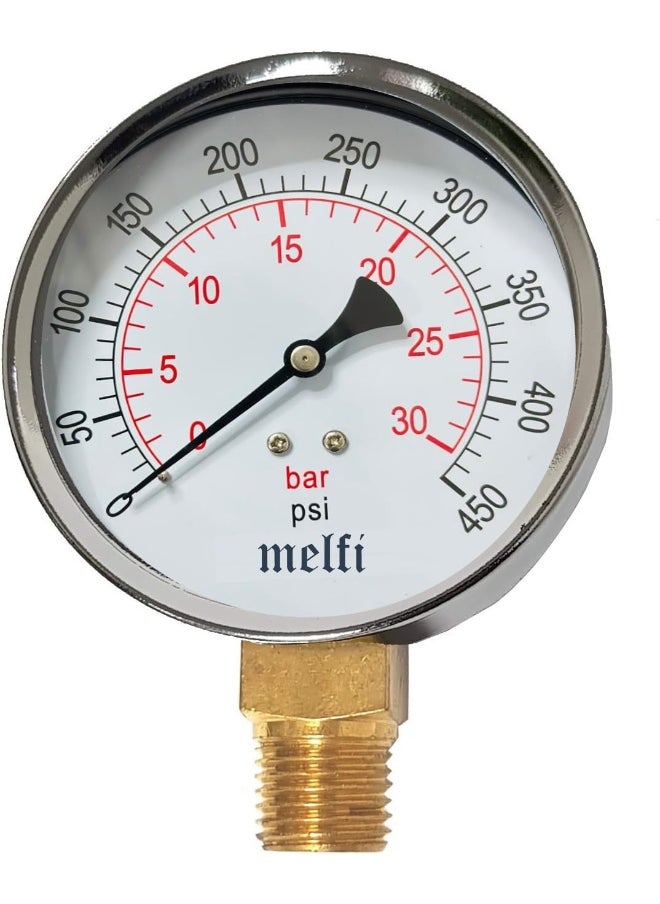 melfi Melfi 4-Inch Dial Pressure Gauge â€“ Accurate, Vibration-Resistant Gauge for Water, Oil, Air & HVAC Systems â€“ Ideal for Industrial & Professional Use (30 BAR)  - Image 1