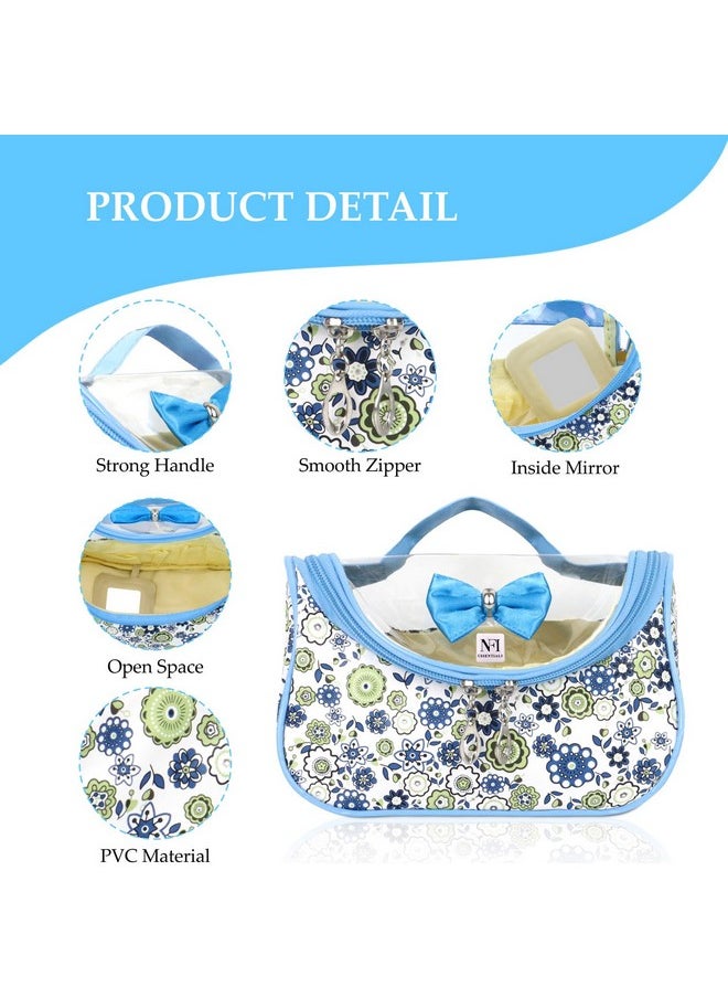 NFI essentials NFI essentials 11 Cms Women's and Girl's Floral Print Stylish Pouches for Makeup accessories; Cosmetic Toiletry Bag Travel Kit (Blue)  - Image 5